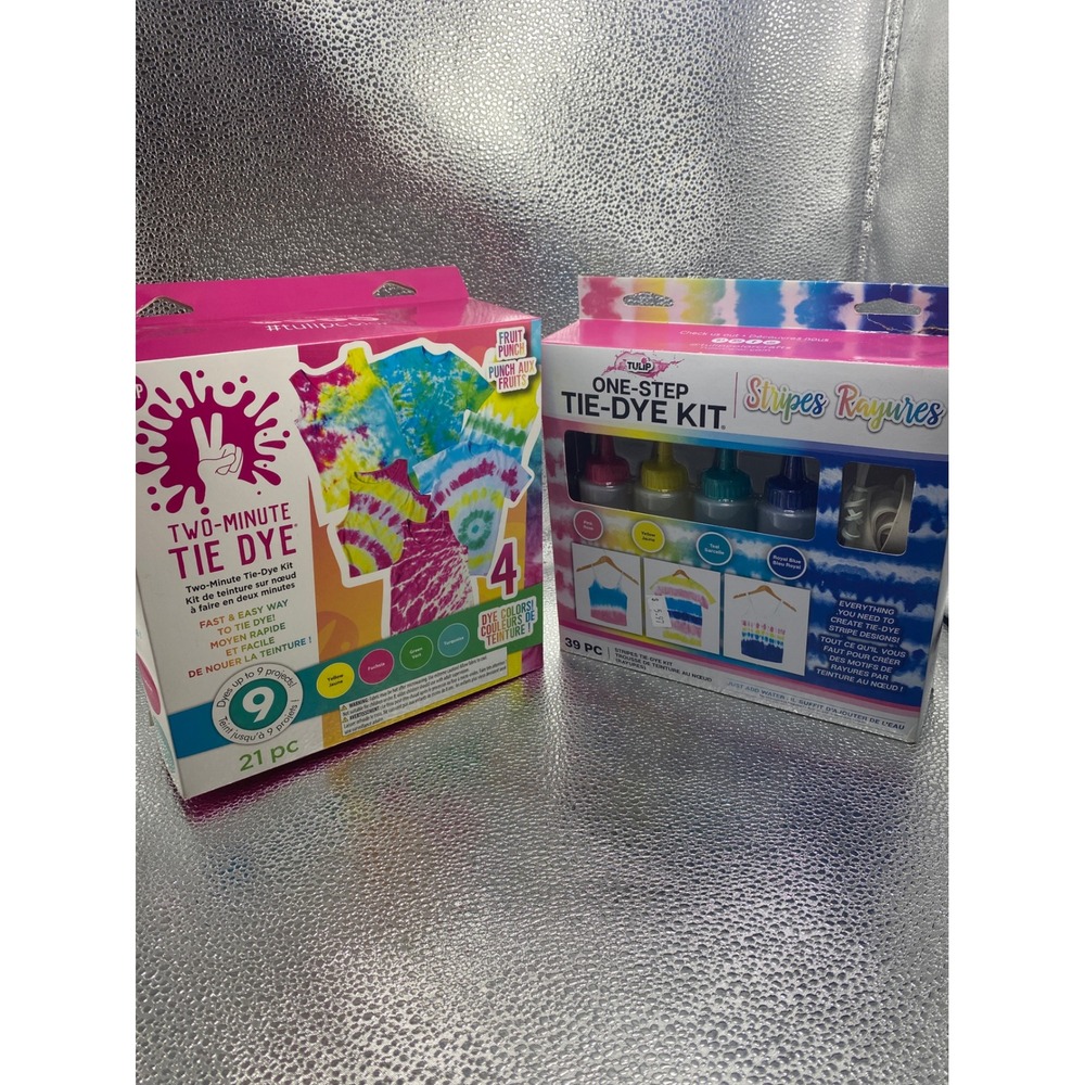 Tulip One-Step Tie-Dye Kit Bundle 2-Minute Tie Dye‎ and Stripes Kit 2 Boxes NEW